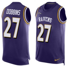 Nike Baltimore Ravens #27 J.K. Dobbins Purple Team Color Mens Stitched NFL Limited Tank Top Jersey
