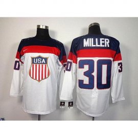 2014 Olympic Team USA #30 Ryan Miller White Stitched NHL Jersey