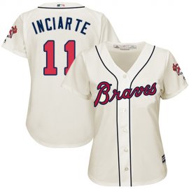 Atlanta Braves #11 Ender Inciarte Cream Alternate Womens Stitched MLB Jersey