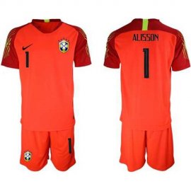 Brazil #1 Alisson Red Goalkeeper Soccer Country Jersey