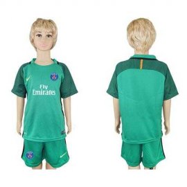 Paris Saint Germain Blank Green Goalkeeper Kid Soccer Club Jersey