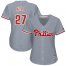 Philadelphia Phillies #27 Aaron Nola Grey Road Womens Stitched MLB Jersey