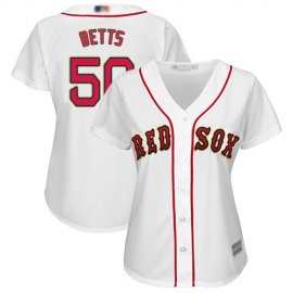Boston Red Sox #50 Mookie Betts White 2019 Gold Program Cool Base Womens Stitched MLB Jersey