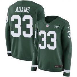 Nike New York Jets #33 Jamal Adams Green Team Color Womens Stitched NFL Limited Therma Long Sleeve Jersey