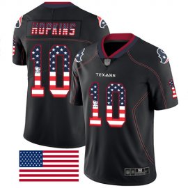 Nike Houston Texans #10 DeAndre Hopkins Black Mens Stitched NFL Limited Rush USA Flag Jersey