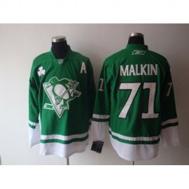 Pittsburgh Penguins #71 Evgeni Malkin Stitched Green St Pattys Day NHL Jersey