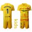 Barcelona #1 Ter Stegen Yellow Goalkeeper Kid Soccer Club Jersey