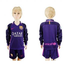 Barcelona Blank Away Long Sleeves Kid Soccer Club Jersey