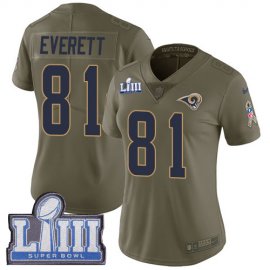 Nike Los Angeles Rams #81 Gerald Everett Olive Super Bowl LIII Bound Womens Stitched NFL Limited 2017 Salute to Service Jersey