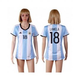 Womens Argentina #18 Lamela Home Soccer Country Jersey