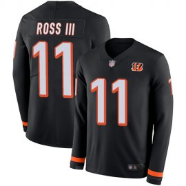 Nike Cincinnati Bengals #11 John Ross III Black Team Color Mens Stitched NFL Limited Therma Long Sleeve Jersey