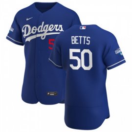 Los Angeles Dodgers #50 Mookie Betts Mens Nike Royal Alternate 2020 World Series Champions Authentic Player MLB Jersey