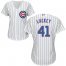 Chicago Cubs #41 John Lackey White(Blue Strip) Home Womens Stitched MLB Jersey