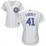 Chicago Cubs #41 John Lackey White(Blue Strip) Home Womens Stitched MLB Jersey