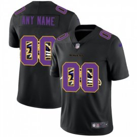 Baltimore Ravens Custom Mens Nike Team Logo Dual Overlap Limited NFL Jersey Black