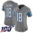 Nike Detroit Lions #18 Geronimo Allison Gray Womens Stitched NFL Limited Rush 100th Season Jersey