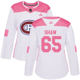 Adidas Montreal Canadiens #65 Andrew Shaw White/Pink Authentic Fashion Womens Stitched NHL Jersey
