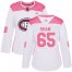 Adidas Montreal Canadiens #65 Andrew Shaw White/Pink Authentic Fashion Womens Stitched NHL Jersey