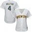 Milwaukee Brewers #4 Paul Molitor White Strip Home Womens Stitched MLB Jersey