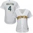 Milwaukee Brewers #4 Paul Molitor White Strip Home Womens Stitched MLB Jersey