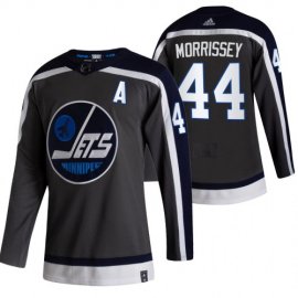 Winnipeg Jets #44 Josh Morrissey Black Mens Adidas 2020-21 Reverse Retro Alternate NHL Jersey
