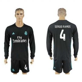 Real Madrid #4 Sergio Ramos Away Long Sleeves Soccer Club Jersey