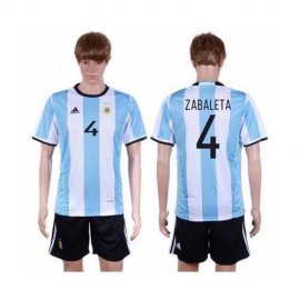 Argentina #4 Zabaleta Home Soccer Country Jersey