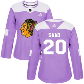Adidas Chicago Blackhawks #20 Brandon Saad Purple Authentic Fights Cancer Womens Stitched NHL Jersey
