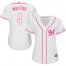 Milwaukee Brewers #4 Paul Molitor White/Pink Fashion Womens Stitched MLB Jersey