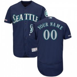 Seattle Mariners Majestic Alternate Flex Base Authentic Collection Custom Jersey Navy