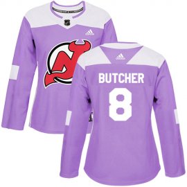 Adidas New Jersey Devils #8 Will Butcher Purple Authentic Fights Cancer Womens Stitched NHL Jersey