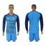 Mexico Blank Blue Long Sleeves Goalkeeper Soccer Country Jersey