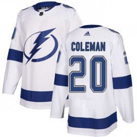 Adidas Tampa Bay Lightning #20 Blake Coleman White Road Authentic Youth Stitched NHL Jersey