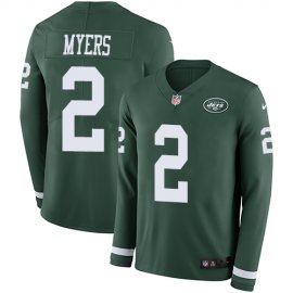 Nike New York Jets #2 Jason Myers Green Team Color Mens Stitched NFL Limited Therma Long Sleeve Jersey
