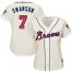 Atlanta Braves #7 Dansby Swanson Cream Alternate Womens Stitched MLB Jersey
