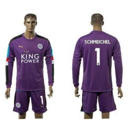 Leicester City #1 Schmeichel Purple Goalkeeper Long Sleeves Soccer Club Jersey