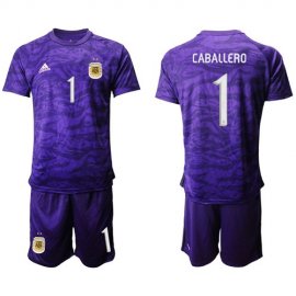 Argentina #1 Caballero Purple Goalkeeper Soccer Country Jersey