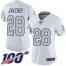 Nike Las Vegas Raiders #28 Josh Jacobs White Womens Stitched NFL Limited Rush 100th Season Jersey