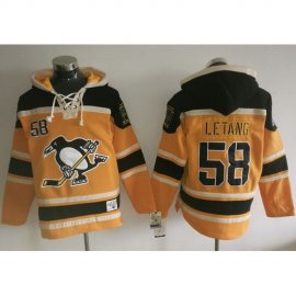 Pittsburgh Penguins #58 Kris Letang Gold Sawyer Hooded Sweatshirt Stitched NHL Jersey