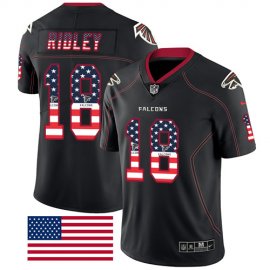 Nike Atlanta Falcons #18 Calvin Ridley Black Mens Stitched NFL Limited Rush USA Flag Jersey