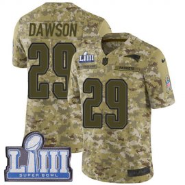Nike New England Patriots #29 Duke Dawson Camo Super Bowl LIII Bound Mens Stitched NFL Limited 2018 Salute To Service Jersey