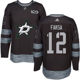 Adidas Dallas Stars #12 Radek Faksa Black 1917-2017 100th Anniversary Stitched NHL Jersey