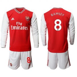 Arsenal #8 Ramsey Red Home Long Sleeves Soccer Club Jersey