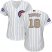 Chicago Cubs #18 Ben Zobrist White(Blue Strip) 2017 Gold Program Cool Base Womens Stitched MLB Jersey