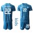 Germany #22 Ter Stegen Blue Goalkeeper Kid Soccer Country Jersey