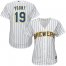 Milwaukee Brewers #19 Robin Yount White Strip Home Womens Stitched MLB Jersey