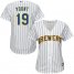 Milwaukee Brewers #19 Robin Yount White Strip Home Womens Stitched MLB Jersey