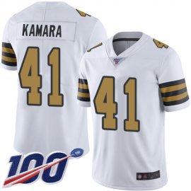 Nike New Orleans Saints #41 Alvin Kamara White Youth Stitched NFL Limited Rush 100th Season Jersey
