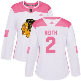 Adidas Chicago Blackhawks #2 Duncan Keith White/Pink Authentic Fashion Womens Stitched NHL Jersey