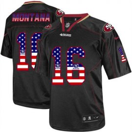 Nike San Francisco 49ers #16 Joe Montana Black Mens Stitched NFL Elite USA Flag Fashion Jersey